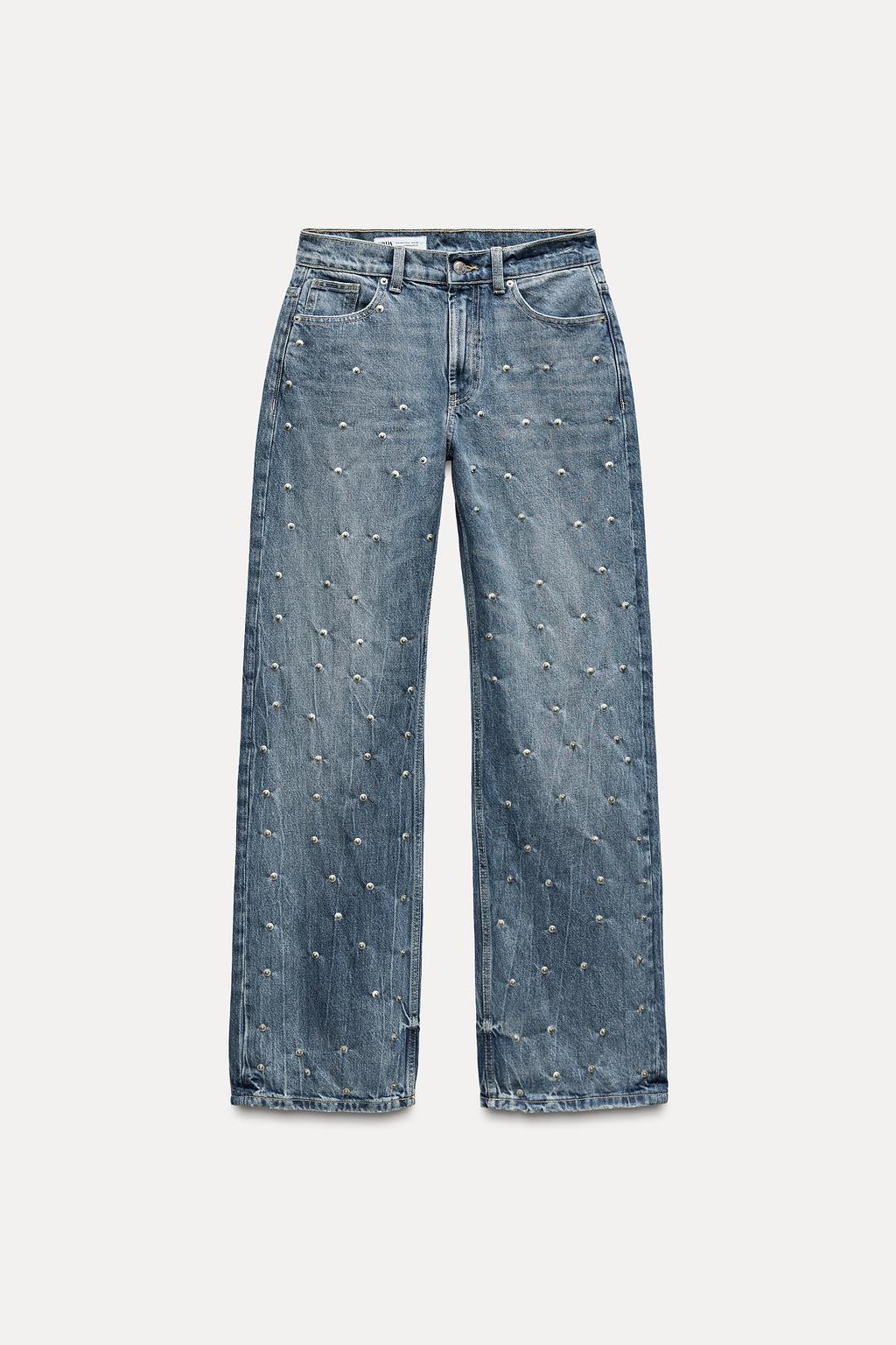 TRF RELAXED FIT MID-RISE JEANS WITH RIVETS